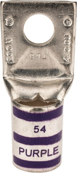 Thomas & Betts - 4/0 AWG Noninsulated Compression Connection Square Ring Terminal - 3/8" Stud, 2.18" OAL x 1.03" Wide, Tin Plated Copper Contact - Exact Tooling
