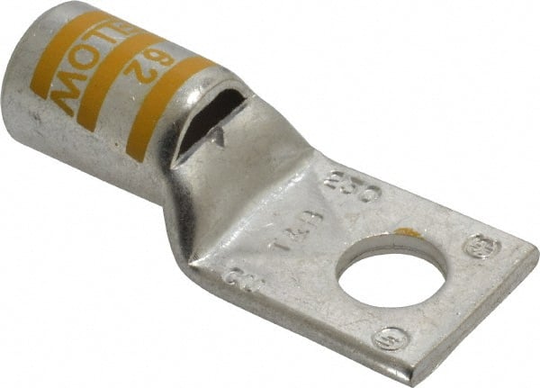 Thomas & Betts - 250 kcmil Wire Noninsulated Compression Connection Square Ring Terminal - 1/2" Stud, 2.6" OAL x 1.13" Wide, Tin Plated Copper Contact - Exact Tooling