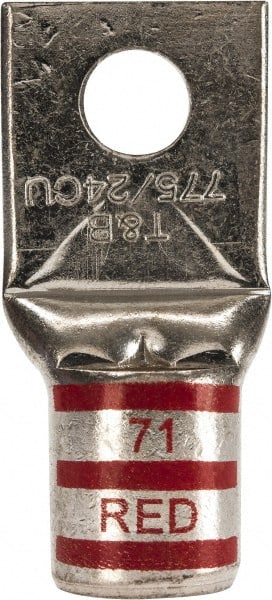Thomas & Betts - 300 kcmil Wire Noninsulated Compression Connection Square Ring Terminal - 1/2" Stud, 2.85" OAL x 1.36" Wide, Tin Plated Copper Contact - Exact Tooling