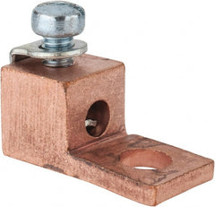 Thomas & Betts - 14-8 AWG Noninsulated Compression Connection Square Ring Terminal - 1/4" Stud, 1-1/8" OAL x 1/2" Wide, Copper Contact - Exact Tooling