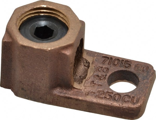 Thomas & Betts - 1 AWG Noninsulated Crimp Connection D Shaped Ring Terminal - 3/8" Stud, 2-1/32" OAL x 1" Wide, Copper Contact - Exact Tooling