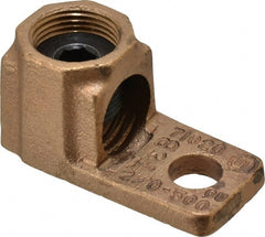 Thomas & Betts - 2/0 AWG Noninsulated Crimp Connection D Shaped Ring Terminal - 1/2" Stud, 2-3/4" OAL, Copper Contact - Exact Tooling