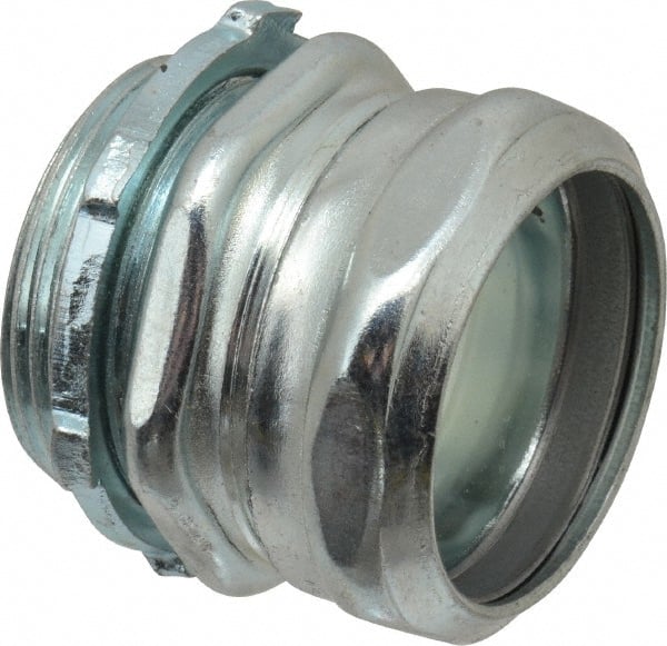 Thomas & Betts - 1-1/2" Trade, Steel Compression Straight EMT Conduit Connector - Noninsulated - Exact Tooling