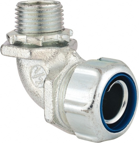 Thomas & Betts - 1/2" Trade, Malleable Iron Threaded Angled Liquidtight Conduit Connector - Noninsulated - Exact Tooling