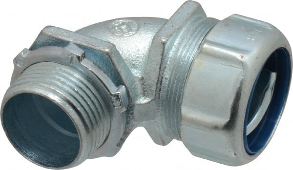 Thomas & Betts - 1" Trade, Malleable Iron Threaded Angled Liquidtight Conduit Connector - Noninsulated - Exact Tooling