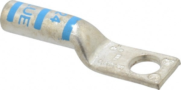 Thomas & Betts - 6 AWG Noninsulated Compression Connection Rectangle Ring Terminal - 1/4" Stud, 1.65" OAL x 0.44" Wide, Tin Plated Copper Contact - Exact Tooling