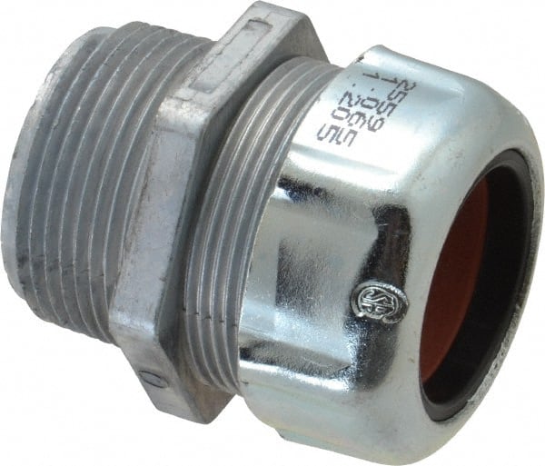 Thomas & Betts - 1.065 to 1.205" Cable Capacity, Liquidtight, Straight Strain Relief Cord Grip - 1-1/4 NPT Thread, 2-5/32" Long, Zinc - Exact Tooling