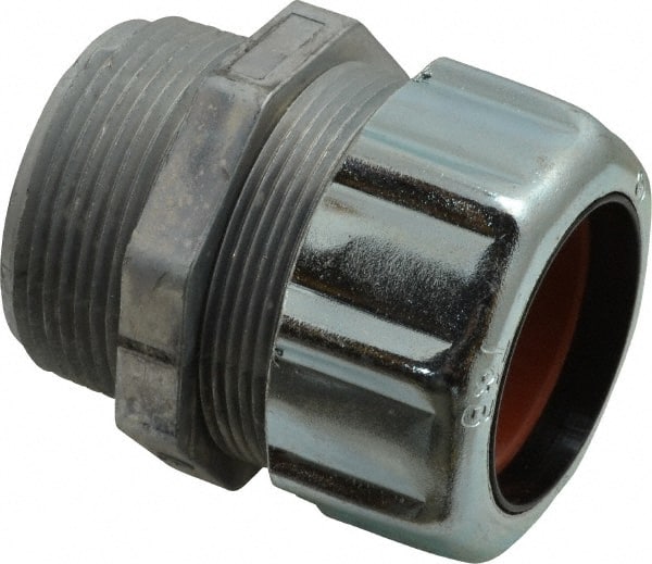 Thomas & Betts - 1-3/16 to 1-3/8" Cable Capacity, Liquidtight, Straight Strain Relief Cord Grip - 1-1/2 NPT Thread, 3-1/16" Long, Zinc - Exact Tooling