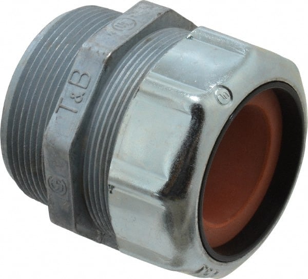 Thomas & Betts - 1-1/8 to 1-3/8" Cable Capacity, Liquidtight, Straight Strain Relief Cord Grip - 2 NPT Thread, 2-5/8" Long, Zinc - Exact Tooling