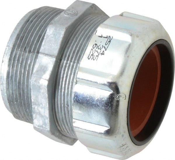 Thomas & Betts - 1-3/8 to 1-5/8" Cable Capacity, Liquidtight, Straight Strain Relief Cord Grip - 2 NPT Thread, 2-5/8" Long, Zinc - Exact Tooling