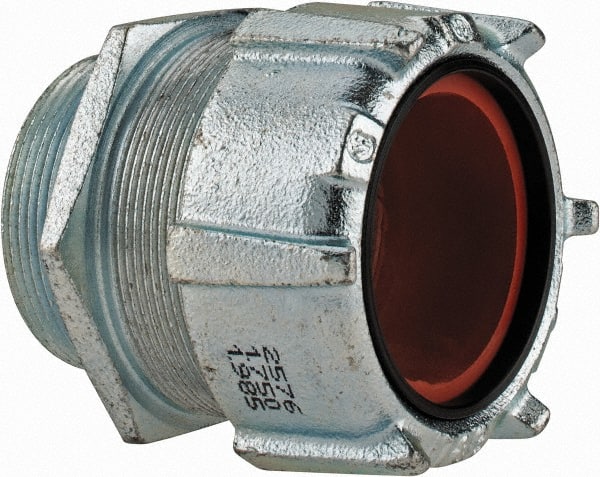 Thomas & Betts - 1-3/4 to 1.965" Cable Capacity, Liquidtight, Straight Strain Relief Cord Grip - 2 NPT Thread, 3-1/2" Long, Iron - Exact Tooling