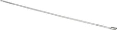 Thomas & Betts - 12" Long Black Stainless Steel Standard Cable Tie - 250 Lb Tensile Strength, 0.25mm Thick, 2" Max Bundle Diam - Exact Tooling