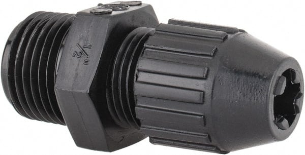Thomas & Betts - 1/8 to 0.275" Cable Capacity, Liquidtight, Straight Strain Relief Cord Grip - 1/2 Thread, 2.3" Long, Nylon - Exact Tooling