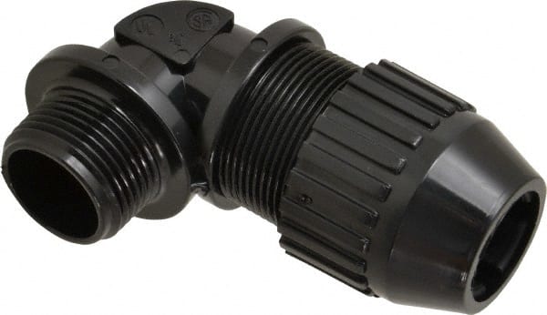 Thomas & Betts - 0.66 to 0.78" Cable Capacity, Liquidtight, Elbow Strain Relief Cord Grip - 3/4 Thread, Nylon - Exact Tooling