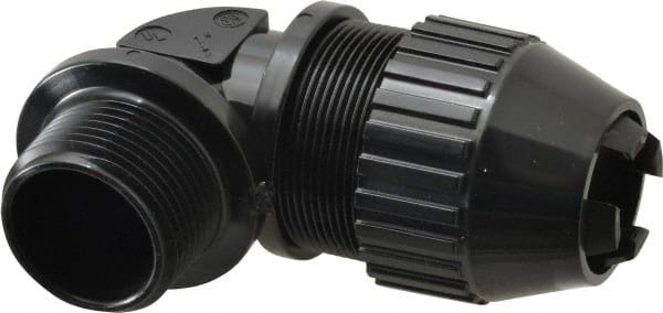 Thomas & Betts - 0.66 to 0.78" Cable Capacity, Liquidtight, Elbow Strain Relief Cord Grip - 1 Thread, 3-1/4" Long, Nylon - Exact Tooling
