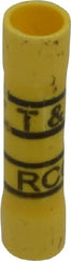 Thomas & Betts - 12 to 10 AWG Compatible, Vinyl Fully Insulated, Crimp-On Butt Splice Terminal - 2 Wire Entries, Copper Contacts, Tin Contact Plating, 1.31" OAL, Yellow - Exact Tooling