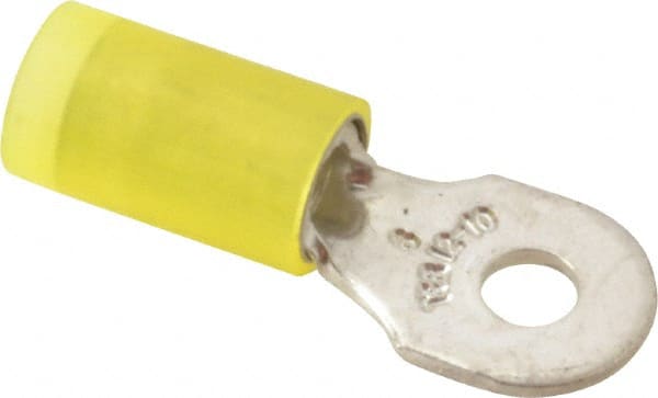 Thomas & Betts - 12-10 AWG Partially Insulated Crimp Connection D Shaped Ring Terminal - #6 Stud, 1" OAL x 0.37" Wide, Tin Plated Copper Contact - Exact Tooling