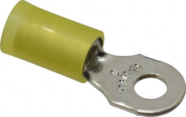 Thomas & Betts - 12-10 AWG Partially Insulated Crimp Connection D Shaped Ring Terminal - #8 Stud, 1" OAL x 0.37" Wide, Tin Plated Copper Contact - Exact Tooling