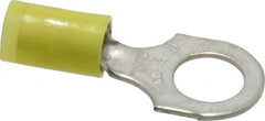 Thomas & Betts - 12-10 AWG Partially Insulated Crimp Connection D Shaped Ring Terminal - 5/16" Stud, 1.21" OAL x 0.53" Wide, Tin Plated Copper Contact - Exact Tooling