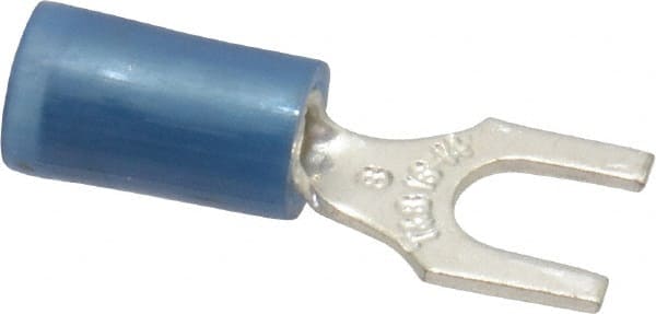 Thomas & Betts - #8 Stud, 18 to 14 AWG Compatible, Partially Insulated, Crimp Connection, Standard Fork Terminal - Exact Tooling