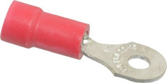 Thomas & Betts - 22-16 AWG Partially Insulated Crimp Connection D Shaped Ring Terminal - #4 Stud, 0.97" OAL x 0.31" Wide, Tin Plated Copper Contact - Exact Tooling