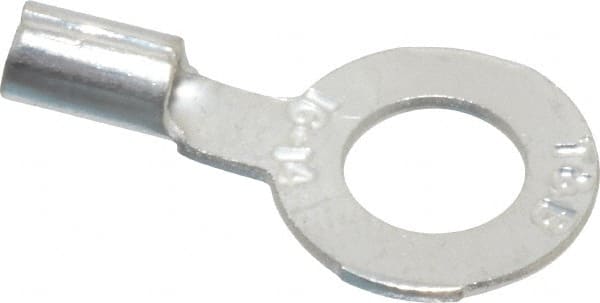 Thomas & Betts - 18-14 AWG Noninsulated Crimp Connection D Shaped Ring Terminal - 1/4" Stud, 0.93" OAL x 1/2" Wide, Tin Plated Copper Contact - Exact Tooling