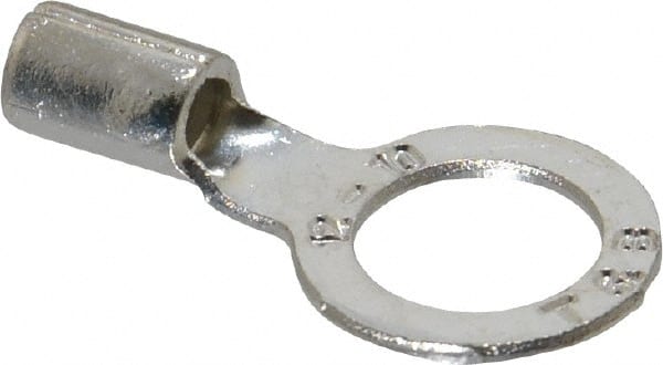 Thomas & Betts - 12-10 AWG Noninsulated Crimp Connection D Shaped Ring Terminal - 3/8" Stud, 1.1" OAL x 0.59" Wide, Tin Plated Copper Contact - Exact Tooling