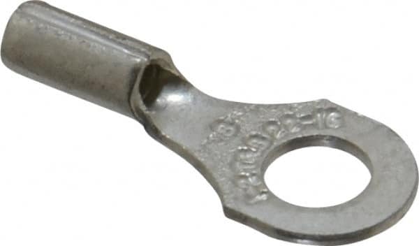 Thomas & Betts - 22-16 AWG Noninsulated Crimp Connection D Shaped Ring Terminal - #8 Stud, 3/4" OAL x 0.31" Wide, Tin Plated Copper Contact - Exact Tooling