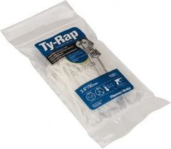 Thomas & Betts - 3.62" Long Natural (Color) Nylon Standard Cable Tie - 18 Lb Tensile Strength, 0.75mm Thick, 16mm Max Bundle Diam - Exact Tooling