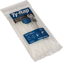 Thomas & Betts - 8.19" Long Natural (Color) Nylon Standard Cable Tie - 40 Lb Tensile Strength, 1.04mm Thick, 50.8mm Max Bundle Diam - Exact Tooling