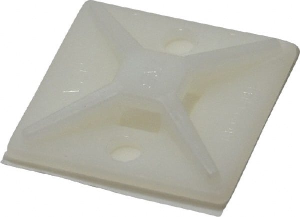 Thomas & Betts - Natural (Color), Nylon, Four Way Cable Tie Mounting Base - 28.58mm Long x 28.58mm Wide Adhesive Back & Fastener Mount, Screw Size 6 - Exact Tooling