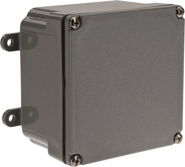 Thomas & Betts - PVC Junction Box Enclosure Screw Flat Cover - NEMA 4, 4X, 6P, 4" Wide x 4" High x 2" Deep, Corrosion Resistant - Exact Tooling