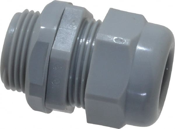 Thomas & Betts - 0.35 to 0.63" Cable Capacity, Liquidtight, Straight Strain Relief Cord Grip - 3/4 NPT Thread, Thermoplastic - Exact Tooling