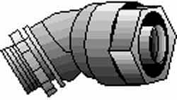 Thomas & Betts - 2-1/2" Trade, Malleable Iron Threaded Angled Liquidtight Conduit Connector - Insulated - Exact Tooling