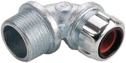 Thomas & Betts - 1/2 to 5/8" Cable Capacity, Liquidtight, Elbow Strain Relief Cord Grip - 1 NPT Thread, Iron - Exact Tooling