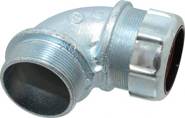 Thomas & Betts - 1-3/8 to 1-5/8" Cable Capacity, Liquidtight, Elbow Strain Relief Cord Grip - 2 NPT Thread, Iron - Exact Tooling