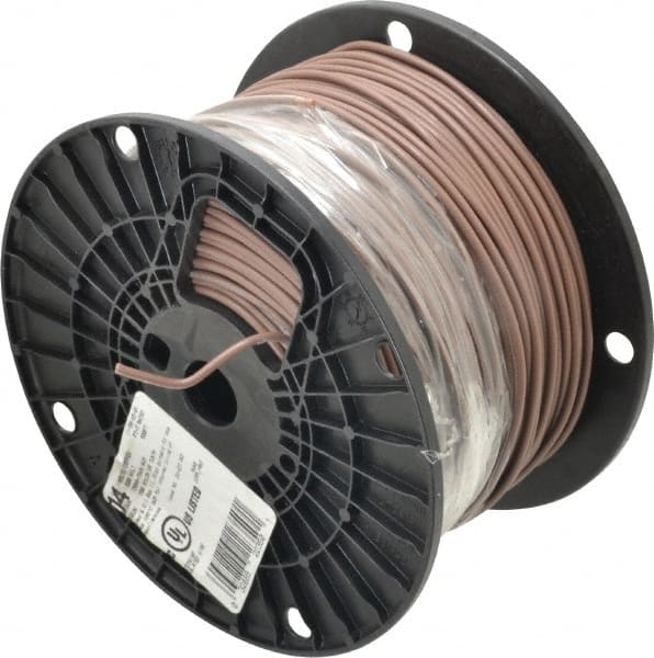 Southwire - THHN/THWN, 14 AWG, 15 Amp, 500' Long, Solid Core, 1 Strand Building Wire - Brown, Thermoplastic Insulation - Exact Tooling