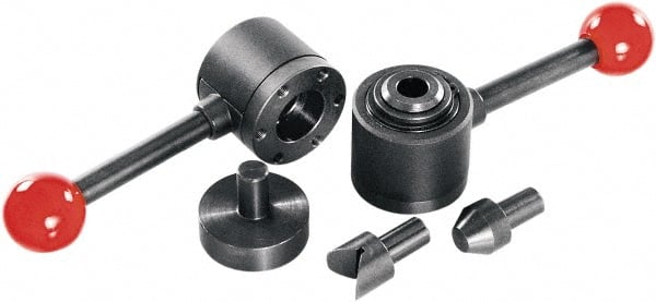 KIPP - 4,905 N Capacity, Through Hole Mt, One Hand, Ball Lever Actuation, Variable Stroke Straight Line Action Clamp - 20mm Max Clamping Stroke, 6mm Mt Hole Diam, 54.5mm Overall Height - Exact Tooling