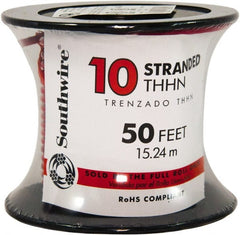 Southwire - THHN/THWN, 10 AWG, 30 Amp, 100' Long, Stranded Core, 19 Strand Building Wire - Red, Thermoplastic Insulation - Exact Tooling
