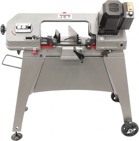 Jet - 5 x 6" Semi-Automatic Combo Horizontal & Vertical Bandsaw - 1 Phase, 90° Vise Angle of Rotation, 1/2 hp, 115 Volts, Geared Head Drive - Exact Tooling