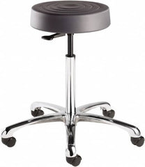 Bevco - 14 Inch Wide x 14-1/2 Inch Deep x 27-3/4 Inch High, Polished Aluminum Base, Adjustable Height Swivel Stool - Polyurethane Seat, Graphite - Exact Tooling