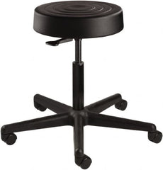 Bevco - 14 Inch Wide x 14-1/2 Inch Deep x 22-1/2 Inch High, Reinforced Black Nylon Base, Adjustable Height Swivel Stool - Polyurethane Seat, Black - Exact Tooling