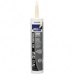 White Lightning - 10 oz Tube Almond Acrylic Latex & Silicone Joint Sealant - -30 to 180°F Operating Temp, 10 min Tack Free Dry Time, 5 to 7 Days Full Cure Time - Exact Tooling