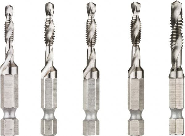 DeWALT - Combination Drill & Tap Sets Minimum Thread Size (Inch): #8-32 Maximum Thread Size (Inch): 1/4-20 - Exact Tooling