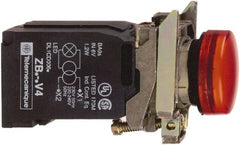 Schneider Electric - 110-120 VAC at 50/60 Hz Red Lens Incandescent Pilot Light - Round Lens, Screw Clamp Connector, 30mm Wide, Vibration Resistant, Water Resistant - Exact Tooling