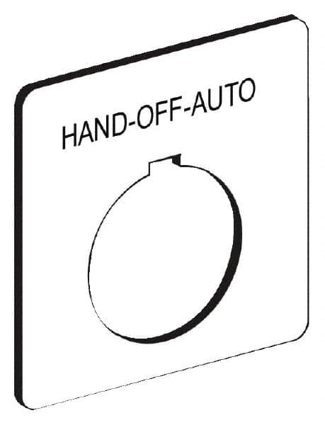 Schneider Electric - Square, Aluminum Legend Plate - Hand-Off-Auto - White Background, Black Letters, 30mm Hole Diameter, 57 Inch Square - Exact Tooling