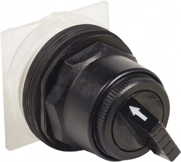 Schneider Electric - 1.18 Inch Mount Hole, 2 Position, Knob and Pushbutton Operated, Selector Switch Only - Black, Momentary (MO), without Contact Blocks, Anticorrosive, Weatherproof, Dust and Oil Resistant - Exact Tooling