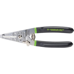 Greenlee - Wire & Cable Strippers; Type: Manual Fixed Hole Stripper/Cutter/Crimper w/ Spring and Lock ; Maximum Capacity: 18 AWG Solid, 20 AWG Stranded ; Minimum Wire Gage: 10 AWG ; Overall Length (Inch): 7-1/2 ; Wire Type: Solid & Stranded ; Handle Mate - Exact Tooling