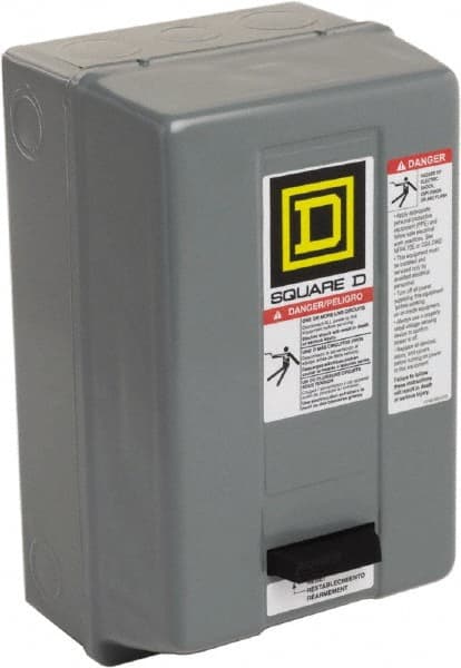 Square D - 110 Coil VAC at 50 Hz, 120 Coil VAC at 60 Hz, 27 Amp, NEMA Size 1, Nonreversible Enclosed Enclosure NEMA Motor Starter - 10 hp at 1 Phase, 1 Enclosure Rating - Exact Tooling