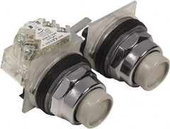 Schneider Electric - 30mm Mount Hole, Extended Straight, Pushbutton Switch with Contact Block - Multicolored Pushbutton, Maintained (MA) - Exact Tooling